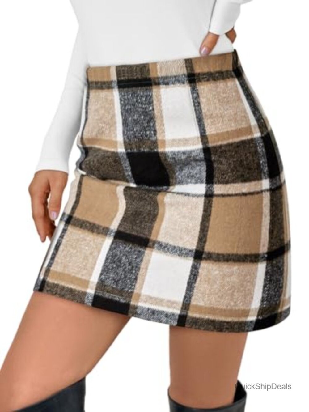 Plaid Mini Skirt High Waisted Flannel Bodycon Fall Winter Women's